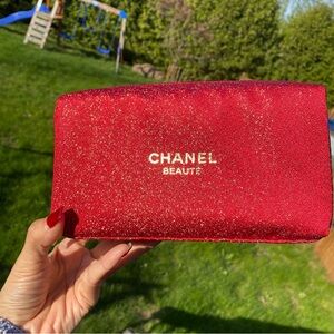 Chanel Beauty red and gold cosmetic pouch. Brand new in package.100% Authentic.